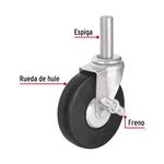 Rodo de Hule Espiga Sólida con Freno 125kg 6 plg