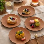 Plato de Postre de Melamina con Borde Ondulado 7.5 Plg Resistente para Mesa Color Caramelo