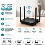Router Wi-Fi AC1200 de Doble Banda con 4 Antenas en Color Negro