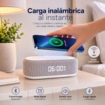 Reloj Despertador 5 en 1 con Bocina Bluetooth, Carga Inalámbrica y Luz RGB