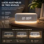Reloj Despertador 5 en 1 con Bocina Bluetooth, Carga Inalámbrica y Luz RGB
