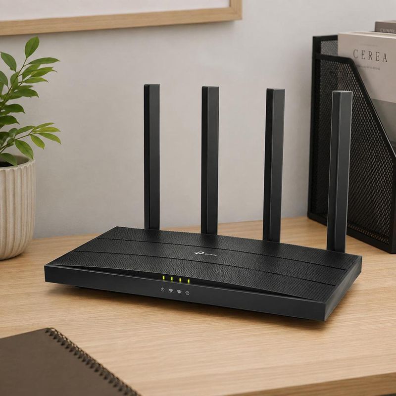 Router Wi-Fi 6 AX1500 de Doble Banda con 4 Antenas en Color Negro