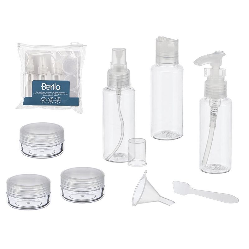 Set de 7 Dispensadores de Viaje Color Gris