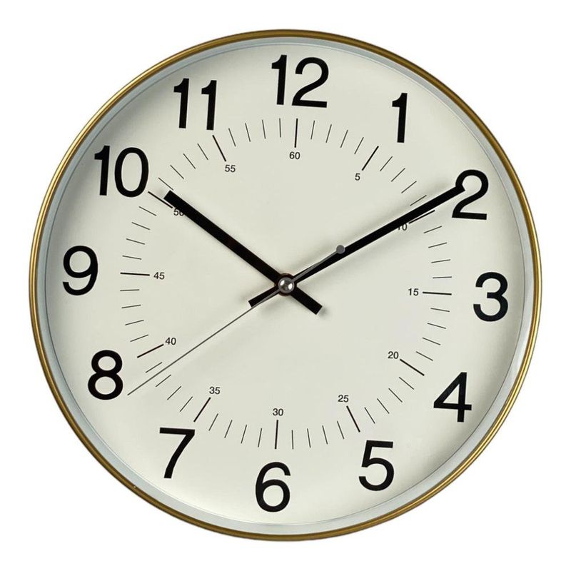 Reloj de Pared Redondo con Marco Dorado 30 cm