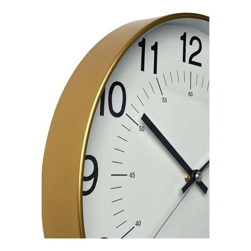 Reloj de Pared Redondo con Marco Dorado 30 cm