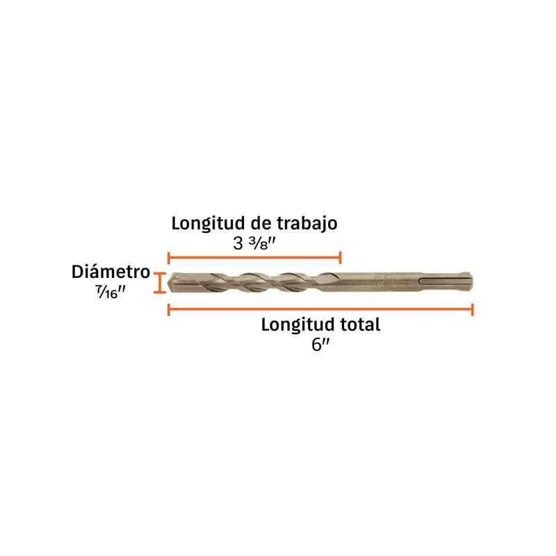 Broca para Concreto SDS 7/16 x 6 plg