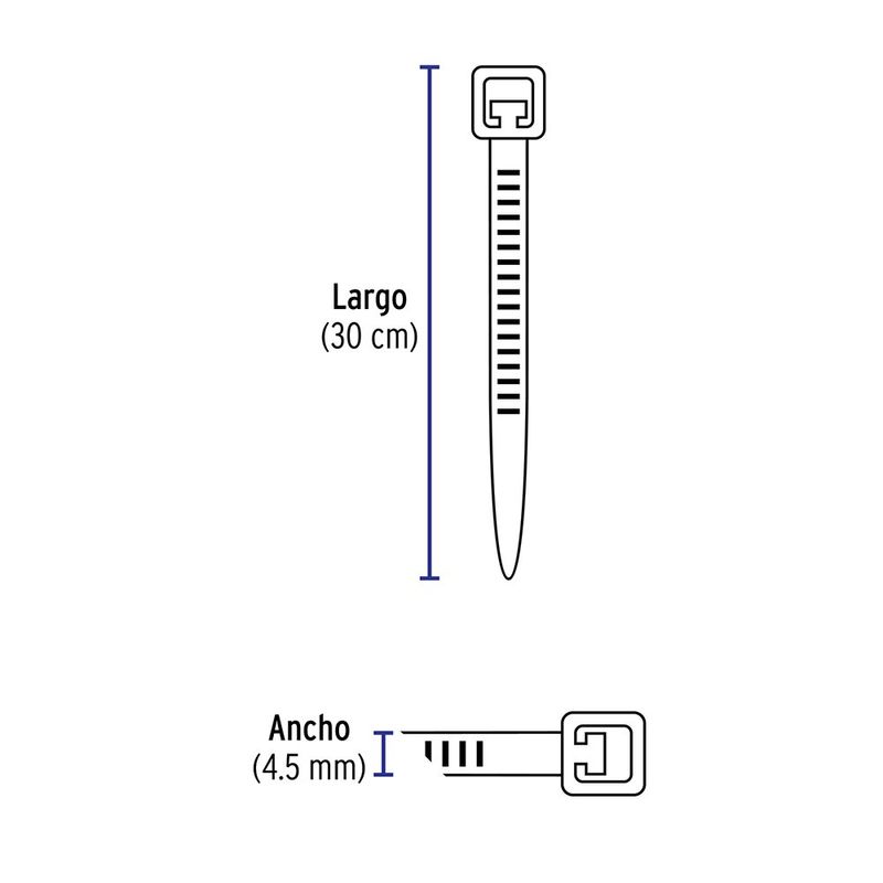 Cincho Plástico Estándar Negro Tensión 50 Lb de 12 Plg 1000 Unidades