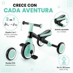 Triciclo de Aprendizaje 2 en 1 Convertible a Bicicleta Verde Menta y Negro