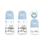Set de Regalo para Recién Nacido 4 Piezas con Biberones y Chupón - Colores Surtidos