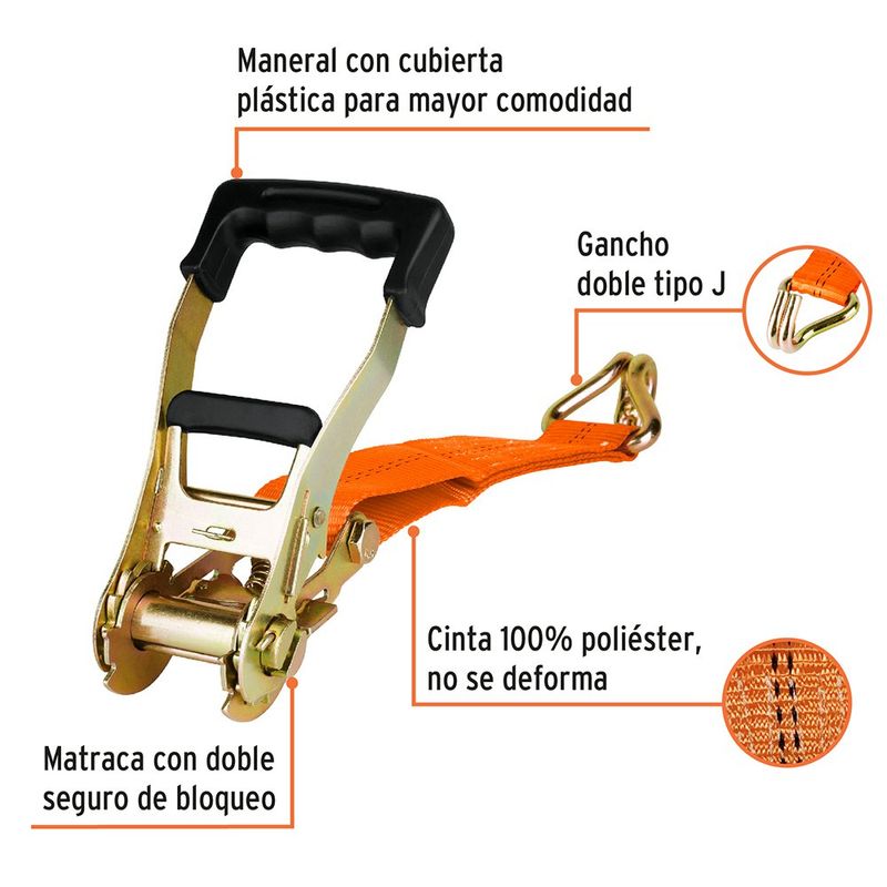 Amarra con Ratchet de 9 Metros con Capacidad de 3000 Kg