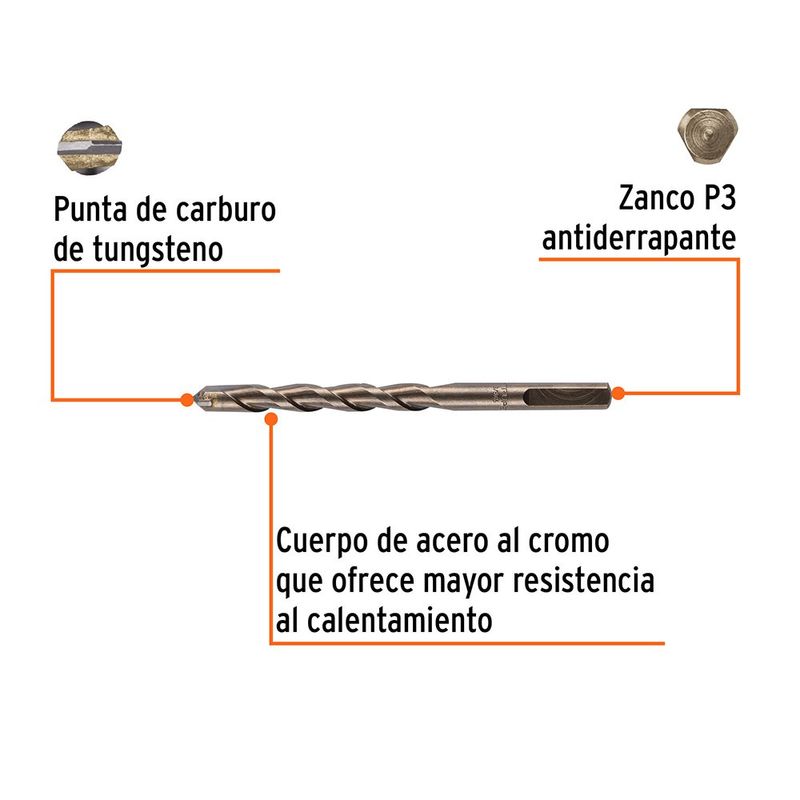 Broca para Concreto de 3/8 x 5 Plg