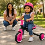 Triciclo de Aprendizaje 2 en 1 Convertible a Bicicleta Fucsia y Negro