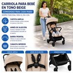 Carruaje de Paseo para Bebé Nano Compacto y Reclinable en Color Beige y Negro