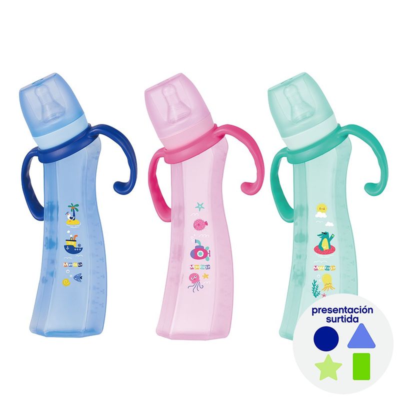 Biberón Ergonómico Estándar con Asas 10 oz - Diseño Surtido