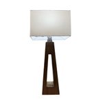 Lámpara de Mesa con Base de Madera y Pantalla de Tela