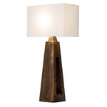 Lámpara de Mesa con Base de Madera y Pantalla de Tela