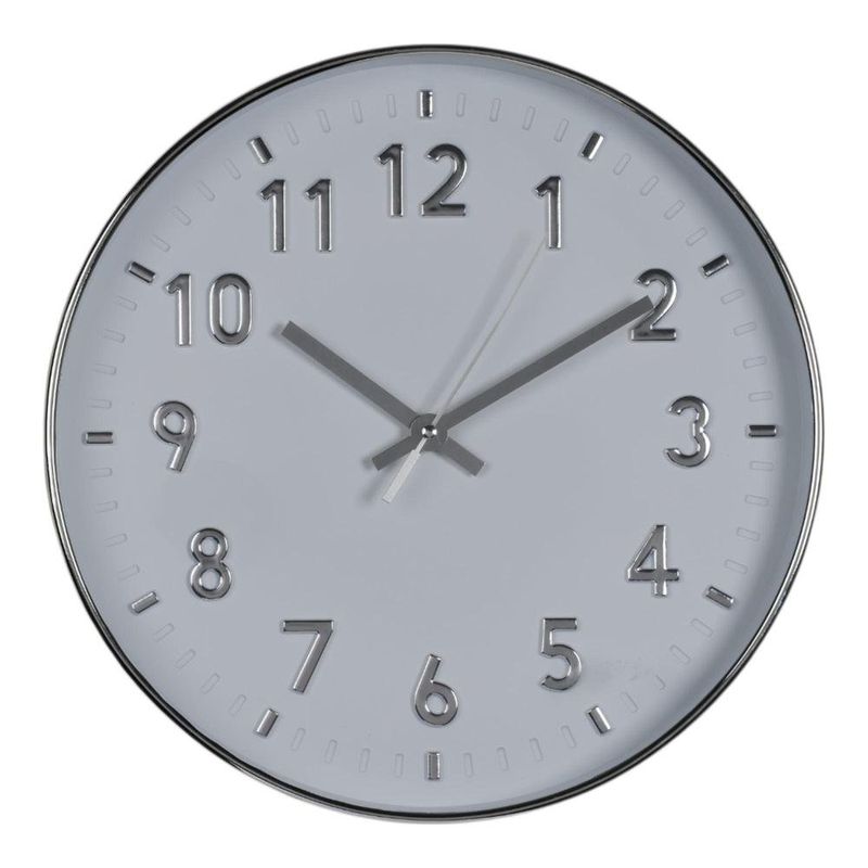 Reloj de Pared con Marco Plateado y Movimiento a Batería