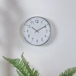 Reloj de Pared con Marco Plateado y Movimiento a Batería