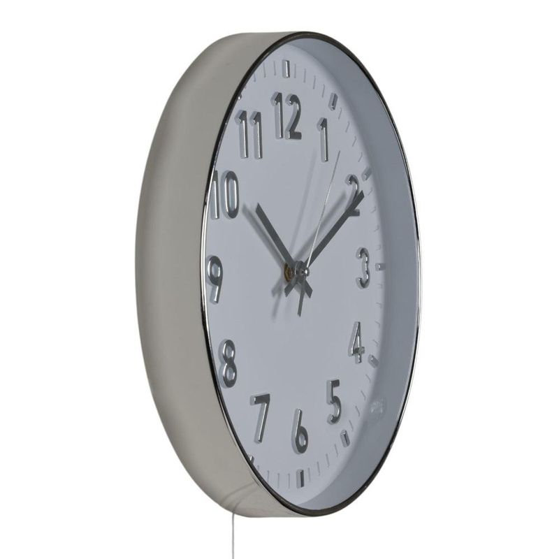 Reloj de Pared con Marco Plateado y Movimiento a Batería