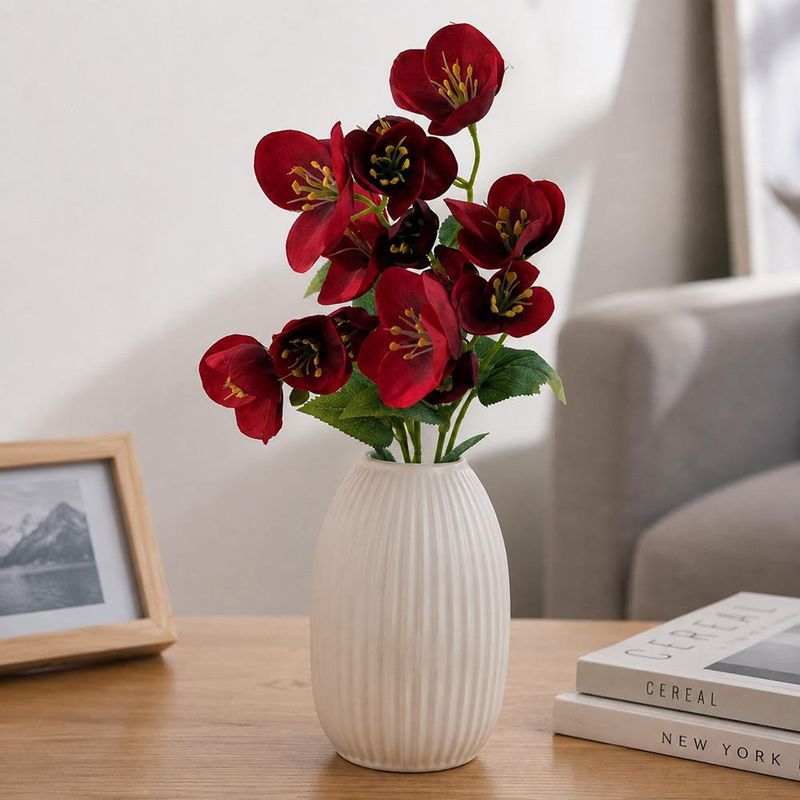 Ramo Artificial Heléboro Color Rojo 15 Cm para Floreros y Arreglos