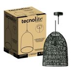 Lámpara Colgante Paglia de Ratán con Base E27 en Color Negro
