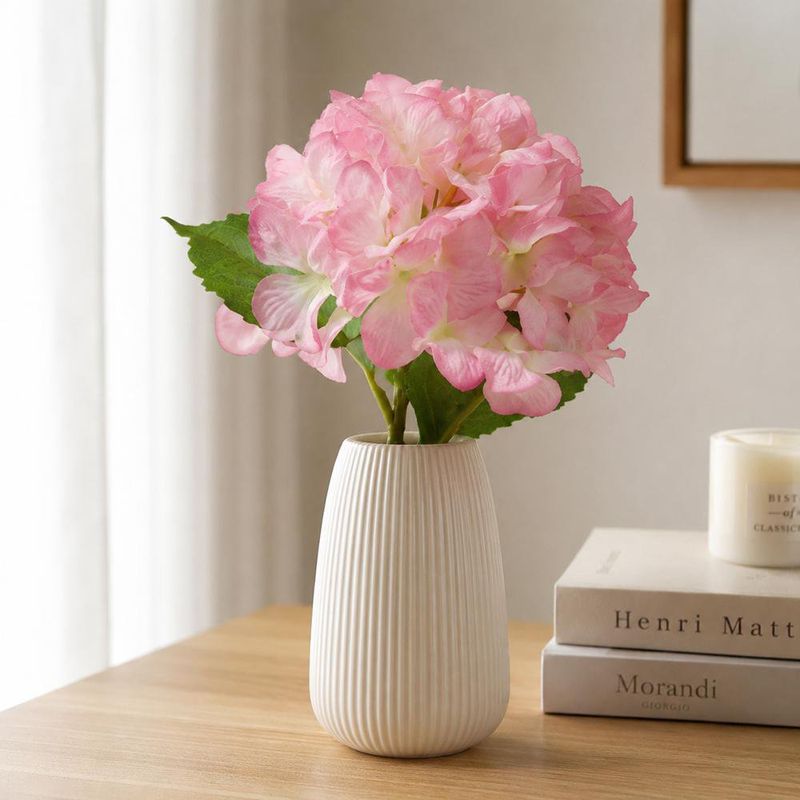 Flor Artificial Hortensia Color Rosa de 64 Cm para Floreros y Arreglos