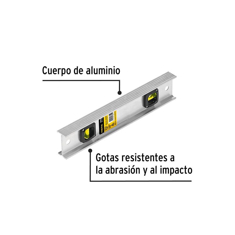 Nivel Tipo Viga con Cuerpo de Aluminio de 12 plg Color Plateado