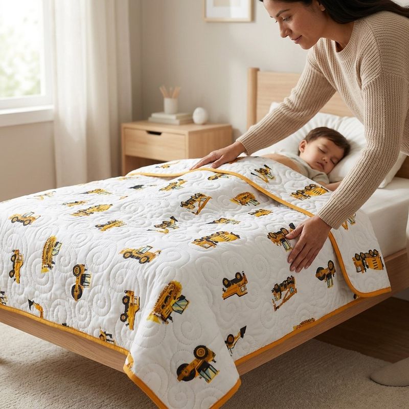 Cubrecama Pinsonic Tamaño Imperial con Diseño Excavadoras