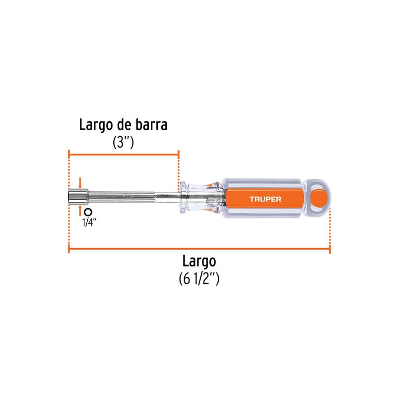 Desarmador de Caja con Mango de Acetato de 1/4 plg