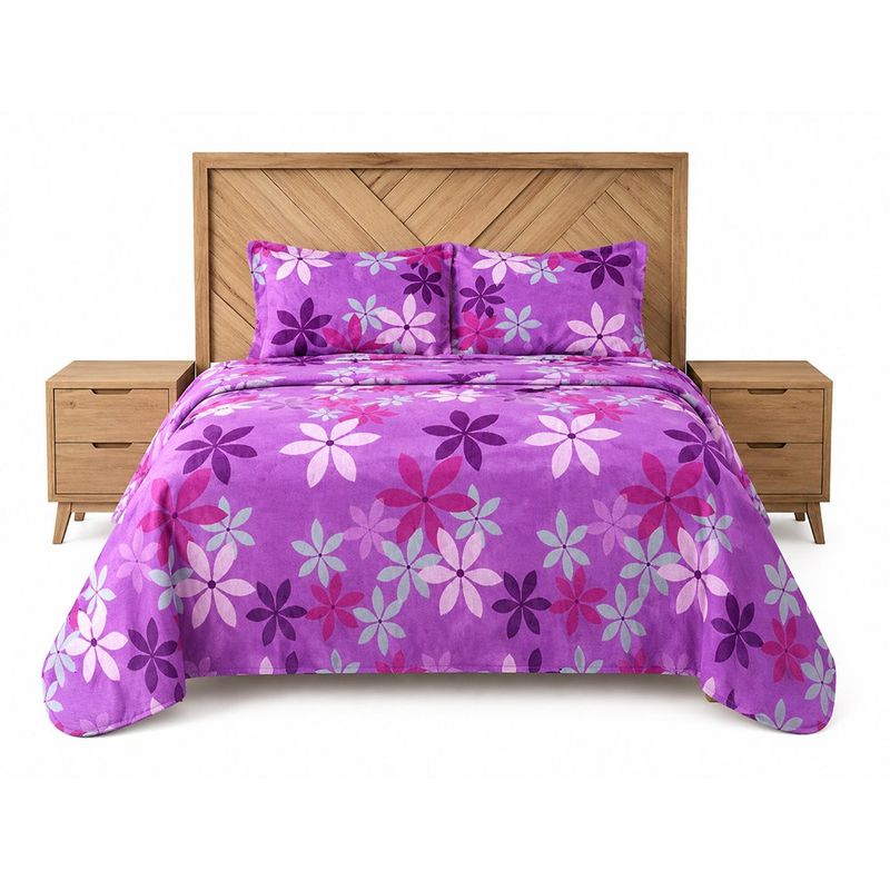Set de Sábanas Floral Morado Tamaño Queen