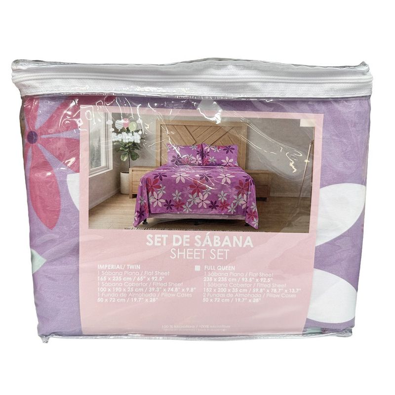 Set de Sábanas Floral Morado Tamaño Queen