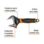 Llave Ajustable Perico de 6 plg con Mango Confortable de Boca Ancha
