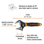 Llave Ajustable Perico de 6 plg con Mango Confortable de Boca Ancha
