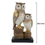 Búhos Grande y Pequeño Decorativo Blanco y Dorado de Cerámica 14.7 x 9 x 26.5 Cm