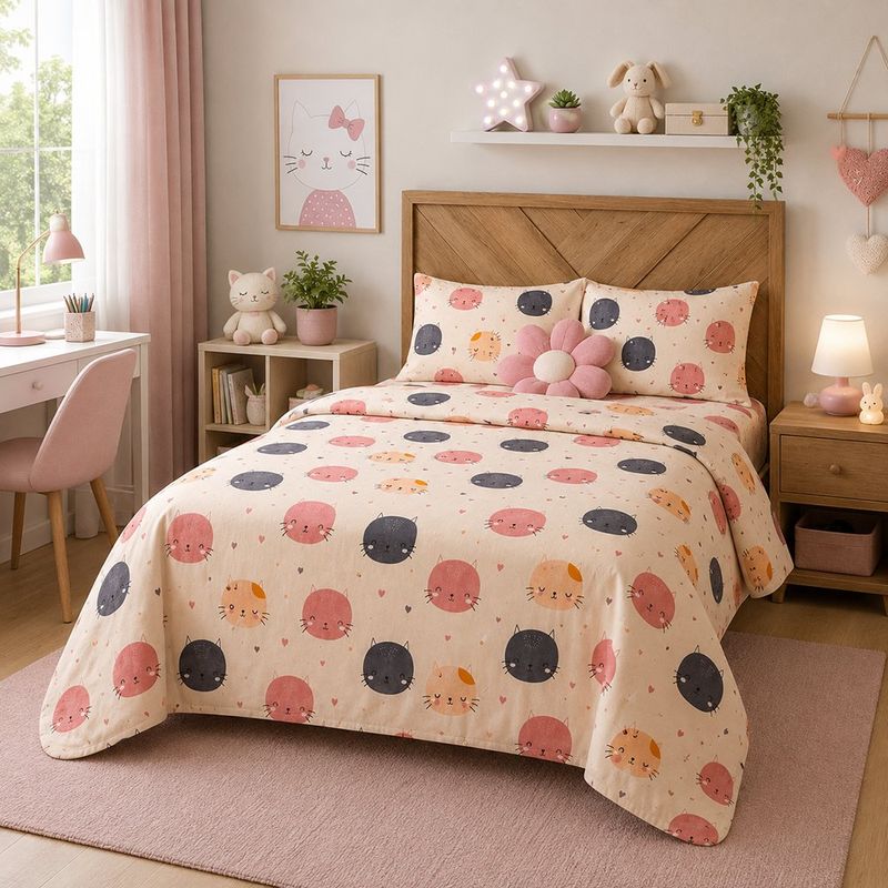 Set de Sábanas Diseño Gatitos Tamaño Imperial