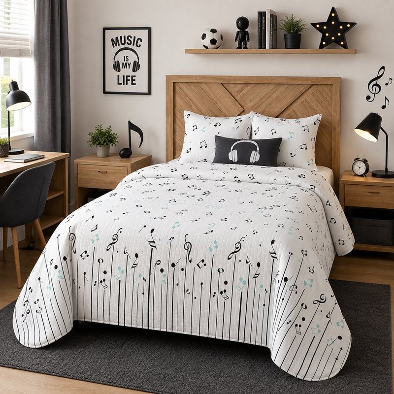 Set de Sábanas Diseño Musical Tamaño Imperial