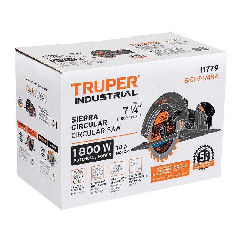 Sierra Circular Motor 1800W de7-1/4 Plg