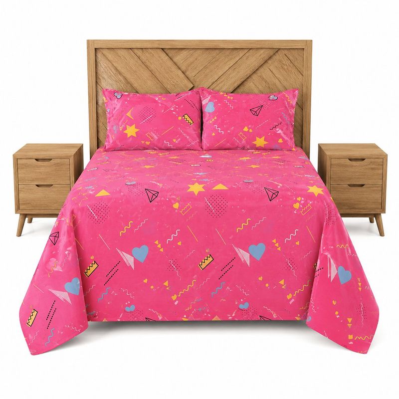 Set de Sábanas Rosadas para Niña Tamaño Imperial