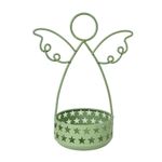Portavela Decorativo de Metal para Mesa Diseño Ángel Verde 14.5 x 10.5 x 19.5 cm