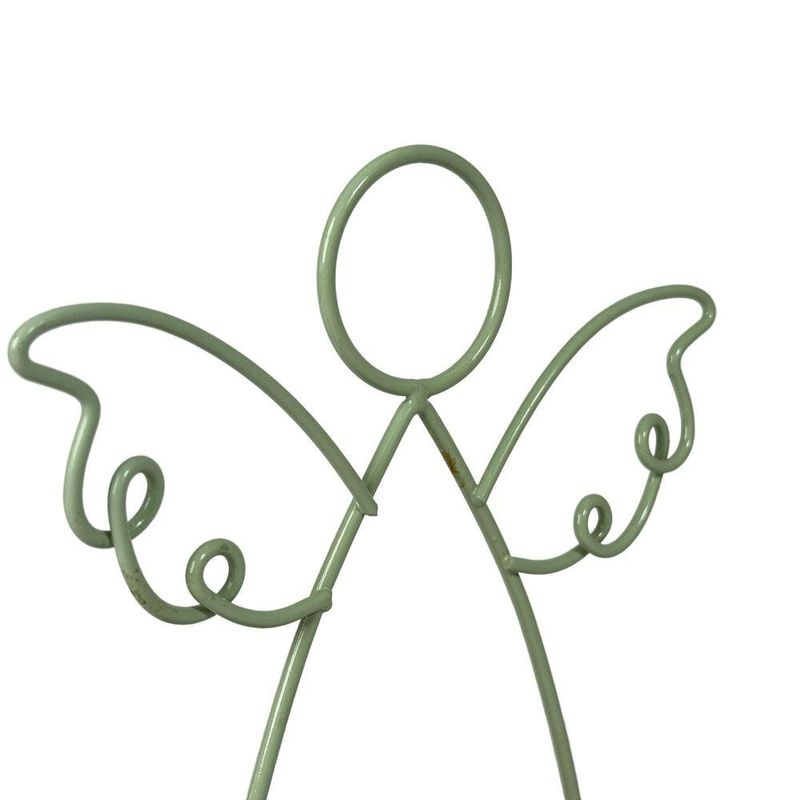 Portavela Decorativo de Metal para Mesa Diseño Ángel Verde 14.5 x 10.5 x 19.5 cm