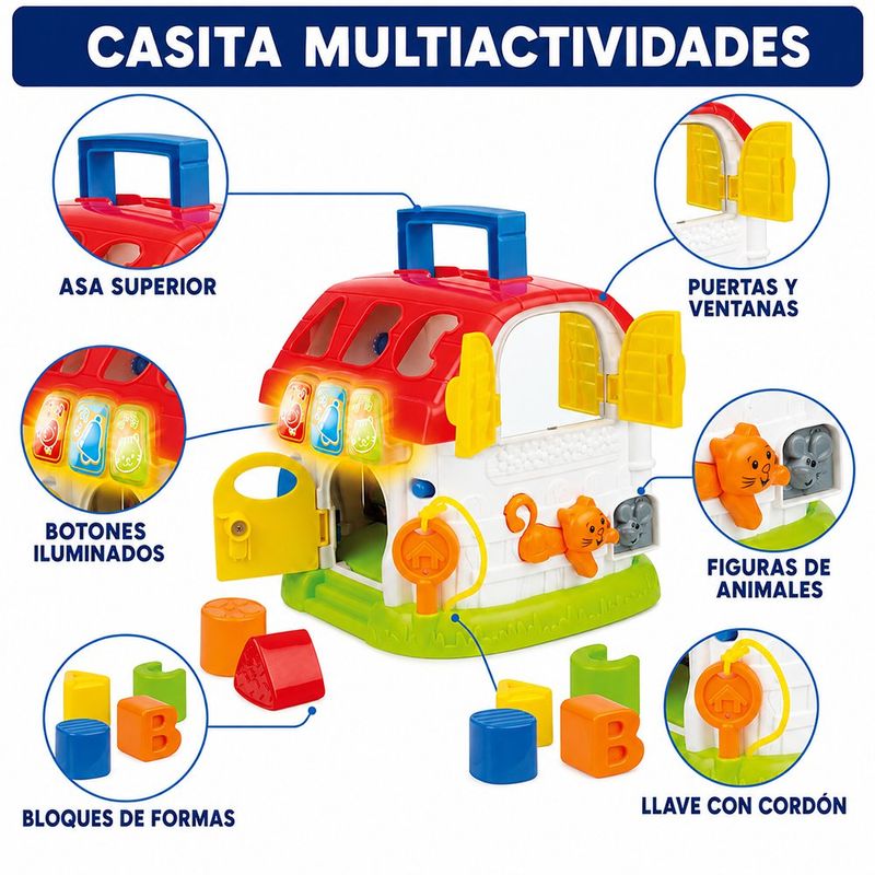 Casa de Actividades Infantil con Luz, Sonido y Bloques Clasificadores para Bebés