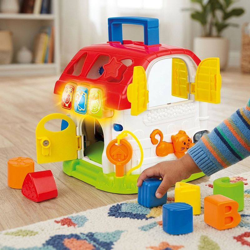 Casa de Actividades Infantil con Luz, Sonido y Bloques Clasificadores para Bebés