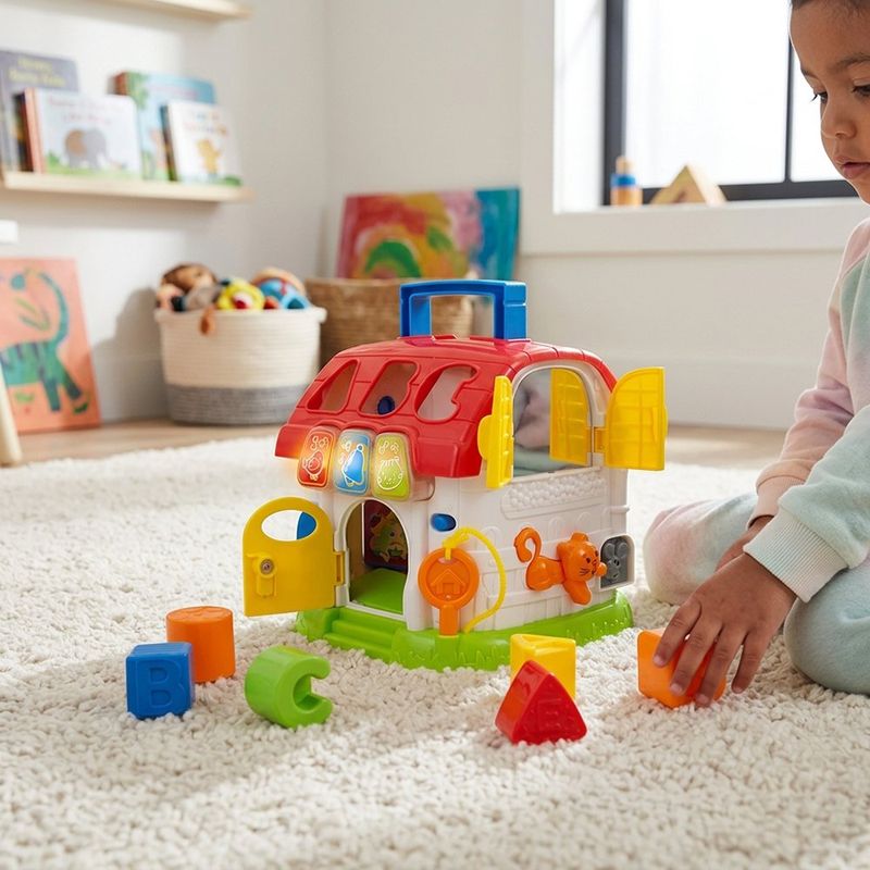 Casa de Actividades Infantil con Luz, Sonido y Bloques Clasificadores para Bebés
