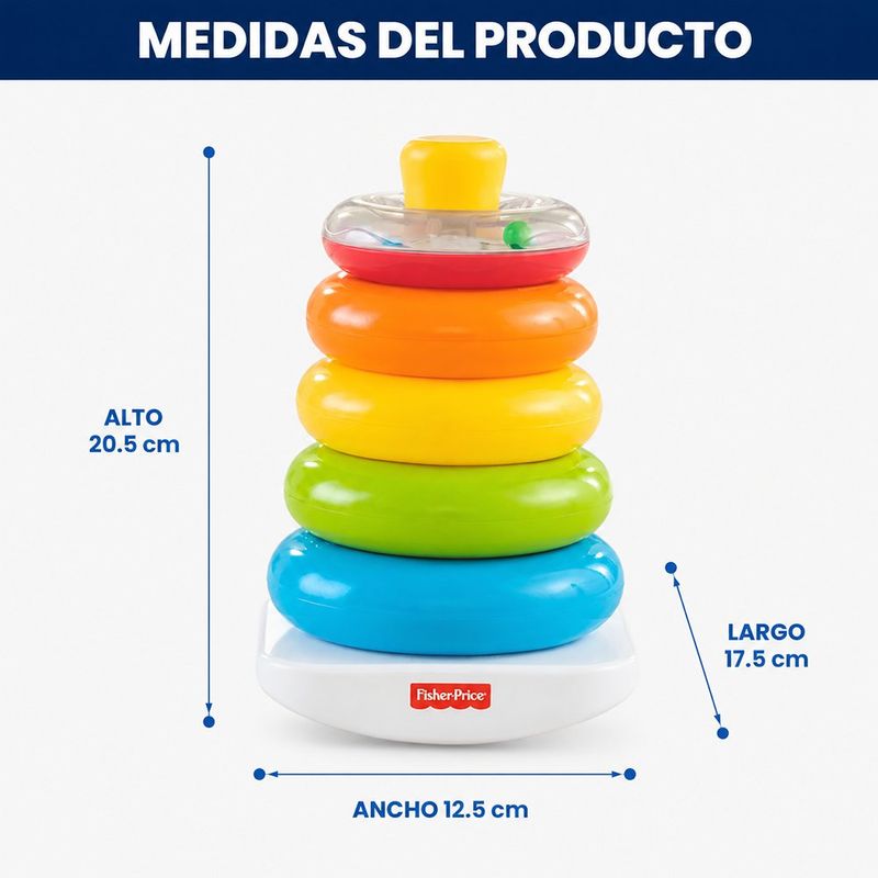 Juguete para Bebé Rock-A-Stack Pirámide Balanceante con 5 Aros y Sonajero