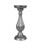 Portavela Decorativo de Madera para Mesa de 28 cm Plateado