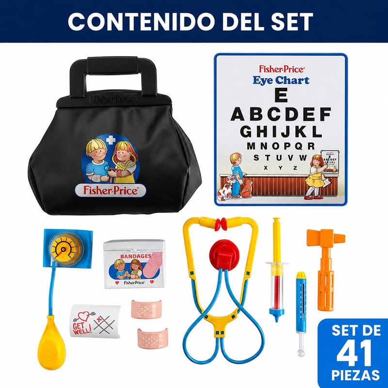 Kit Médico de Juguete del 80 Aniversario 11 Piezas con Estetoscopio y Maletín para Juego de Rol