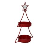 Portavela Decorativo de Metal para Mesa de 22 x 12.5 x 37 cm Diseño Pino de 2 Niveles Rojo