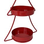 Portavela Decorativo de Metal para Mesa de 22 x 12.5 x 37 cm Diseño Pino de 2 Niveles Rojo