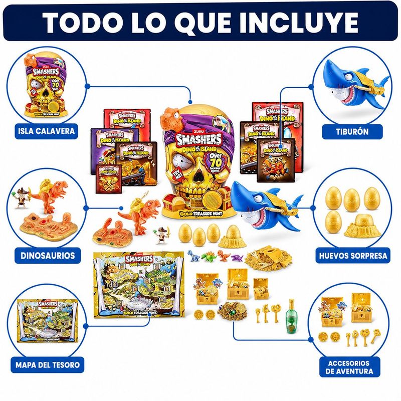 Set de Juego Smashers Dino Island Tesoro Dorado con 70 Sorpresas - Presentación Surtida