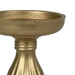 Portavela Decorativo de Madera con Base Amplia 17 cm Color Dorado